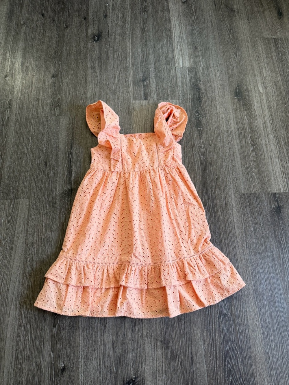 Janie and Jack Peach Eyelet Ruffle Dress